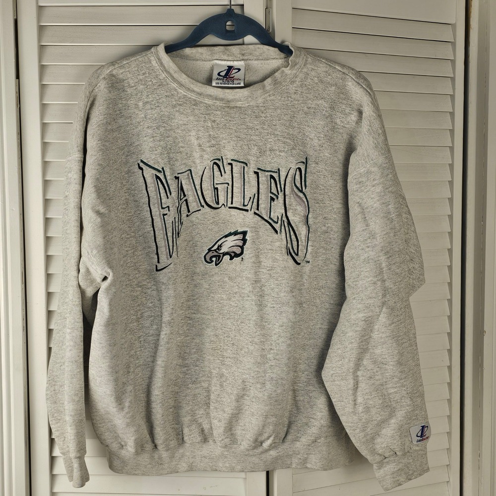 Vintage Logo Athletic Mens Gray Philadelphia Eagles Crewneck Sweatshirt‎ Large